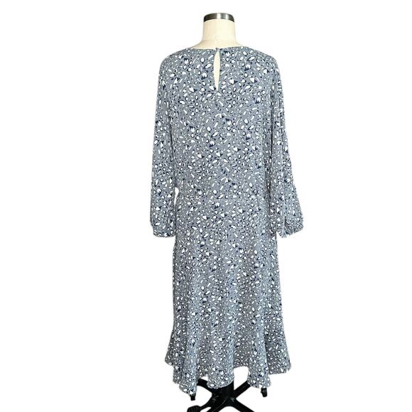 ANTHROPOLOGIE Milan Midi Dress Blue Leopard Pattern Relaxed Fit Size 8 Boho - Picture 3 of 7